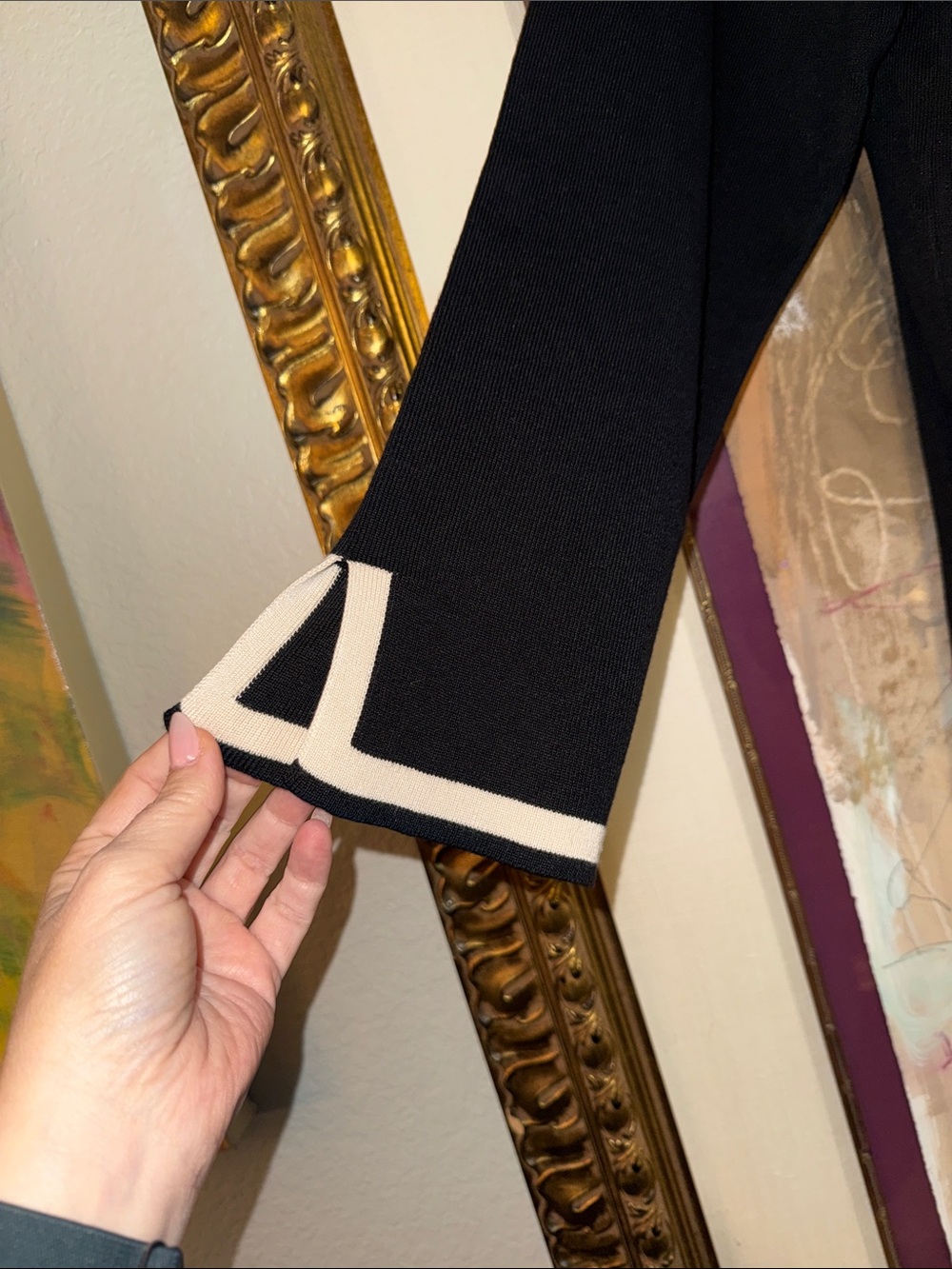 Amazon Black Sweater Set with Cream Trim - Picture 4 of 7